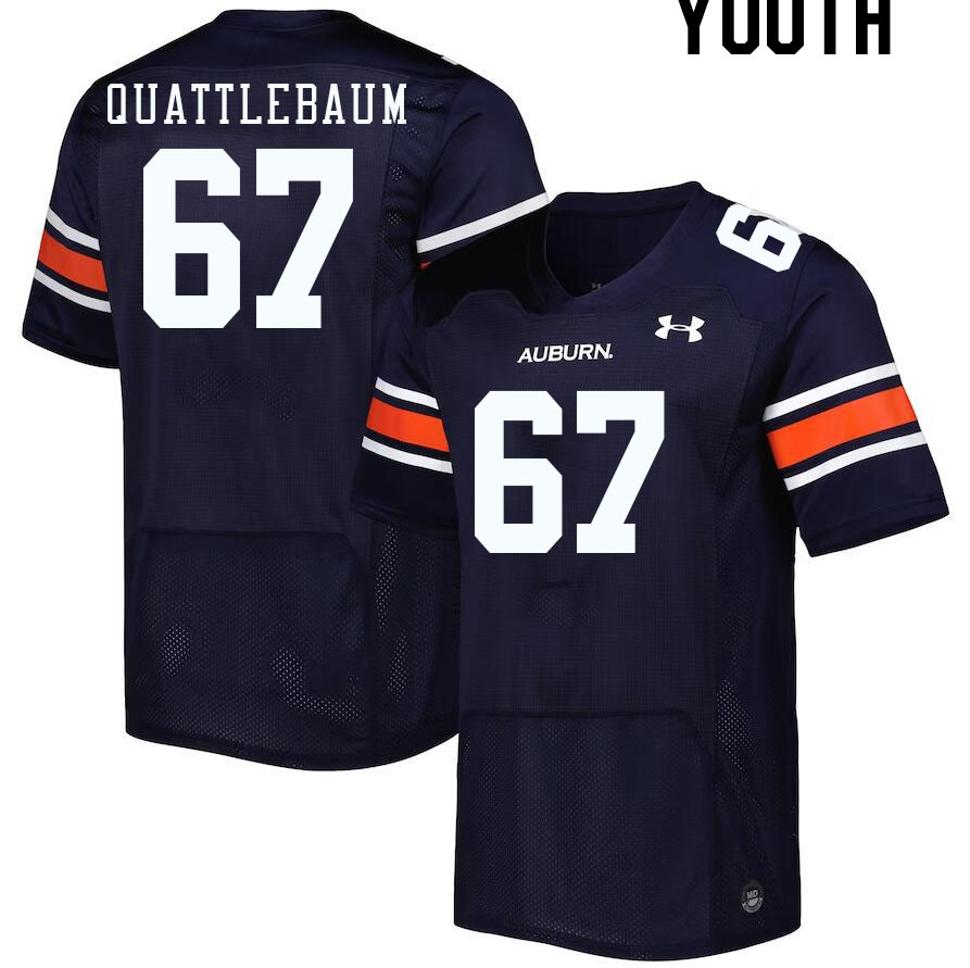Youth Auburn Tigers #67 Jacob Quattlebaum Navy 2023 College Stitched Football Jersey